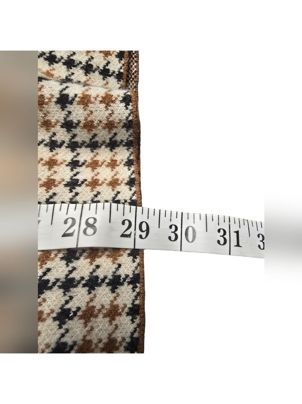 Marled Ivory Brown Black Houndstooth Double Breasted Sweater Jacket XL - Picture 6 of 11